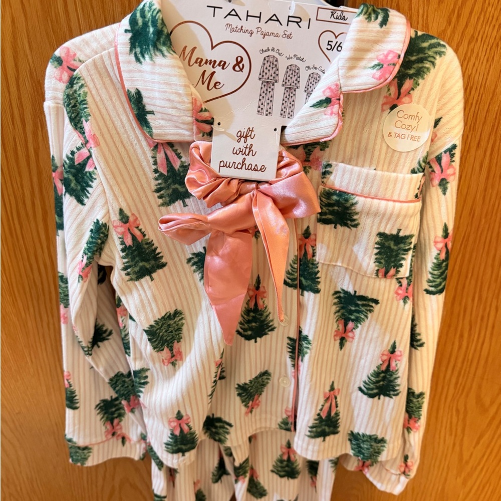 Tahari Kids Pajama Set with Pink and Green Trees
